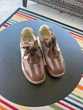 Sam Edelman Brown Suede & Canvas Lace-Up Sneakers